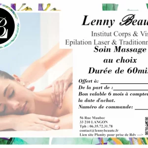 Bon cadeau Soin Massage 60 Min