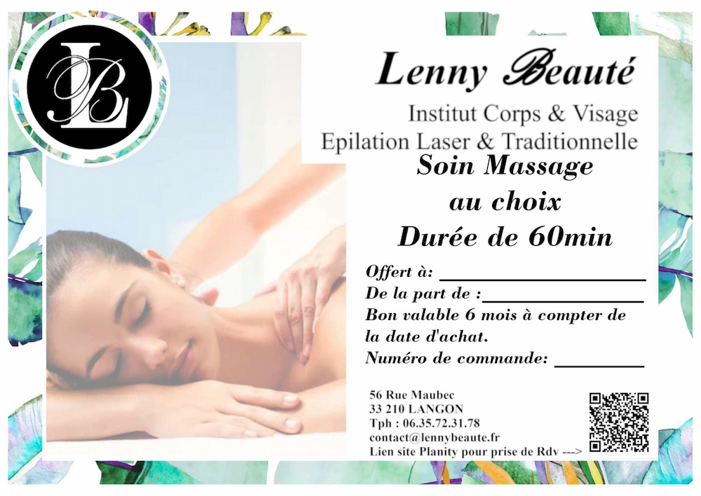 Bon cadeau Soin Massage 60 Min